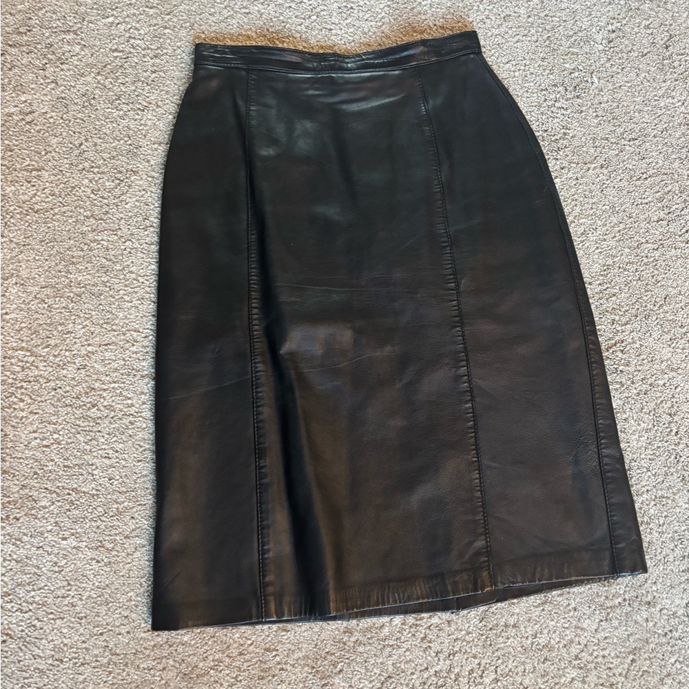 Vintage Genuine Leather Black Skirt